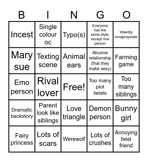 Gacha mini movie bingo Card