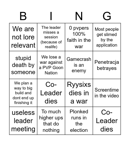 Concordia Event Bingo Card