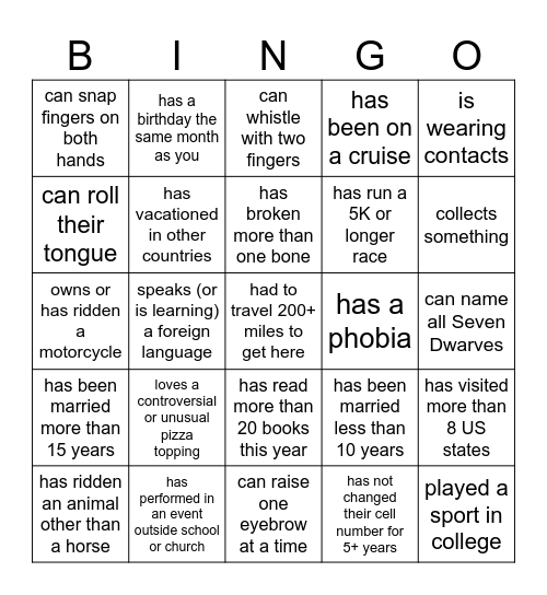 Find Someone Who...Family Reunion Edition Bingo Card