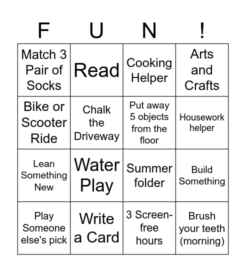 Summer Bingo Card