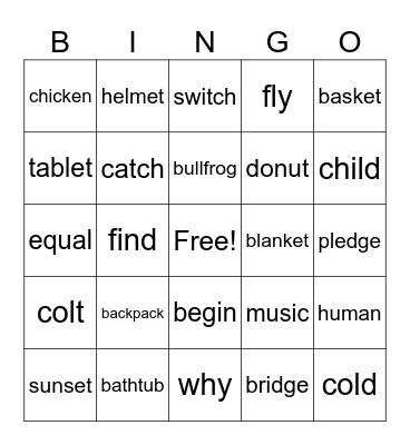 Longer Words 2 Bingo Card