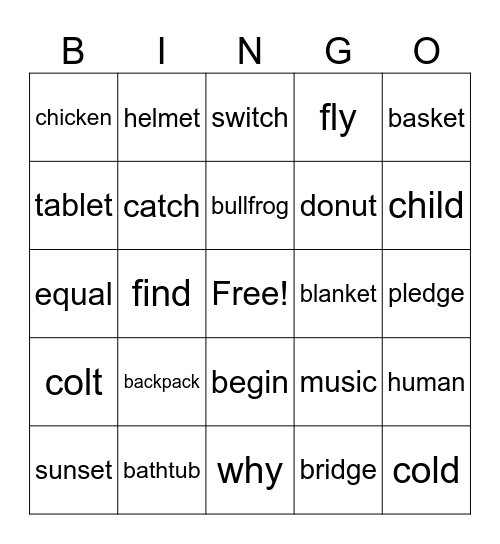 Longer Words 2 Bingo Card