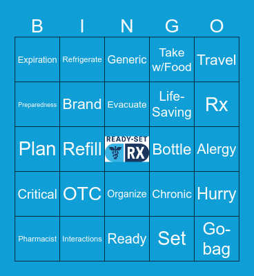 Preparedness & Prescriptions Bingo Card