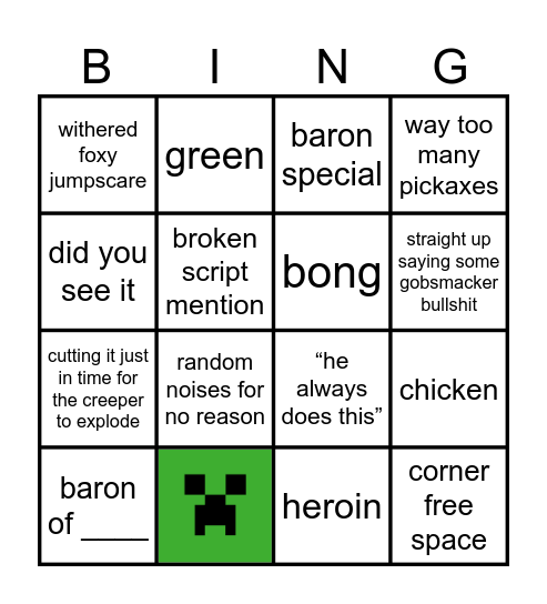 baron bingo Card