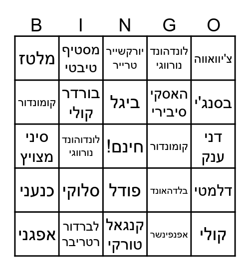גזעי כלבים Bingo Card
