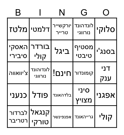 גזעי כלבים Bingo Card