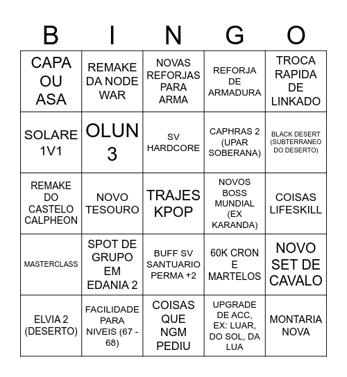 BOQUETE 2026 Bingo Card