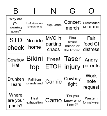 Stapleton Shenanigans Bingo Card