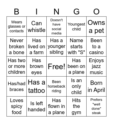 Phillips Family Reunion Bingo Card