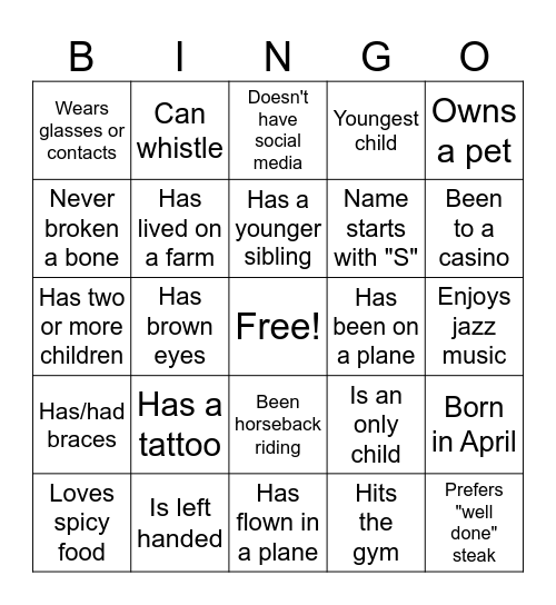 Phillips Family Reunion Bingo Card