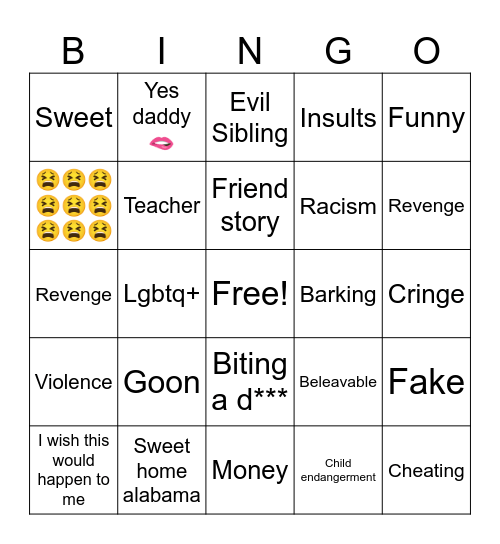 Reddit stories Bingo Card