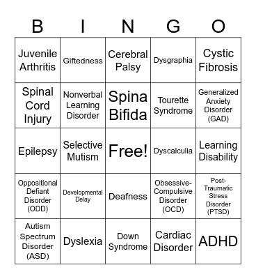 Inclusion BINGO Card