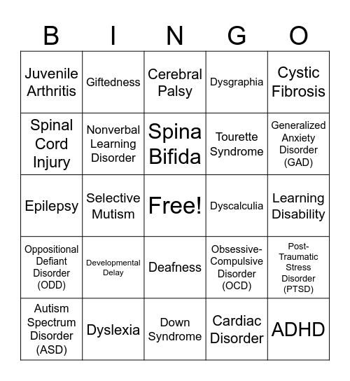 Inclusion BINGO Card