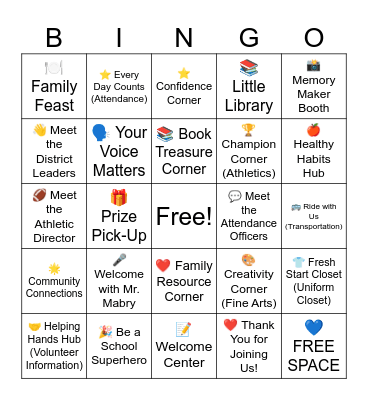 McComb School District's Parent Partnership Bingo Card