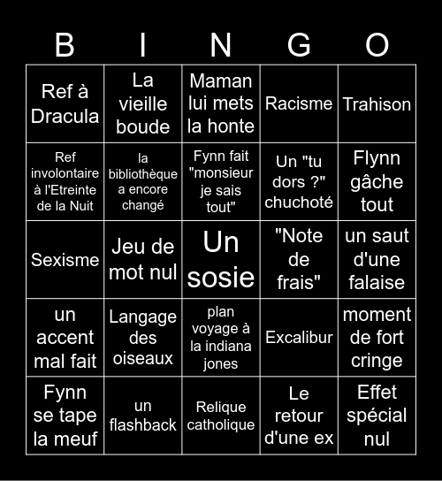 Bingo Fynn du cul Bingo Card