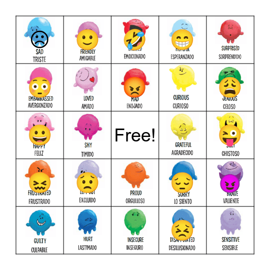 Feelings Bingo Card
