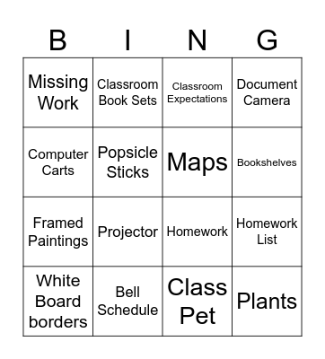 Classroom Aesthetic Bingo Card
