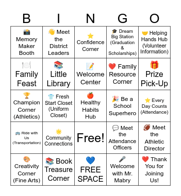 McComb School District's Parent Partnership Bingo Card