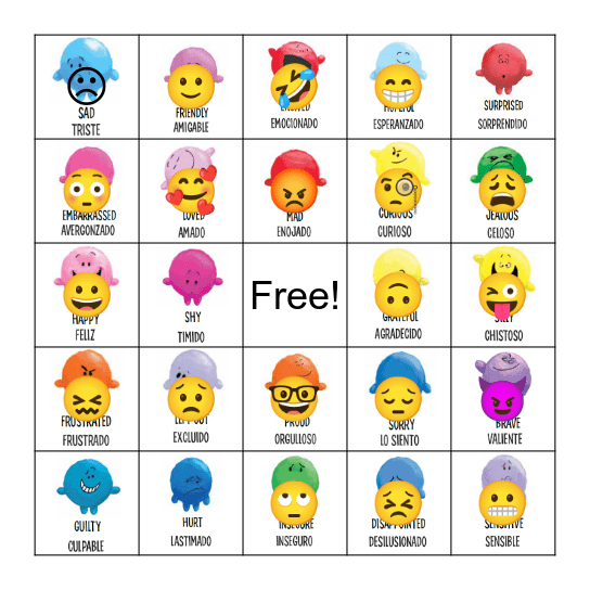 Feelings Bingo Card