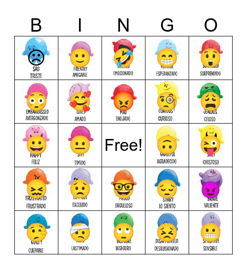 Feelings Bingo Card