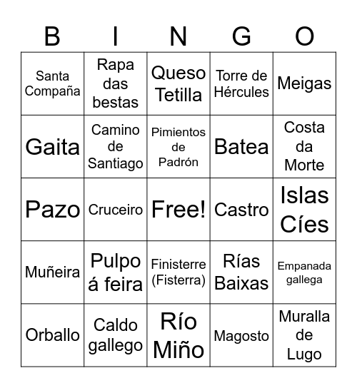 Bingo Galego Bingo Card
