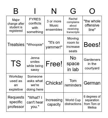 Camp Registration Bingo Week 2 Bingo Card