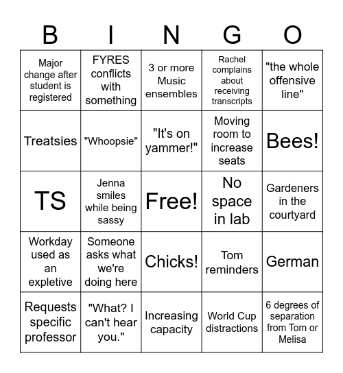 Camp Registration Bingo Week 2 Bingo Card