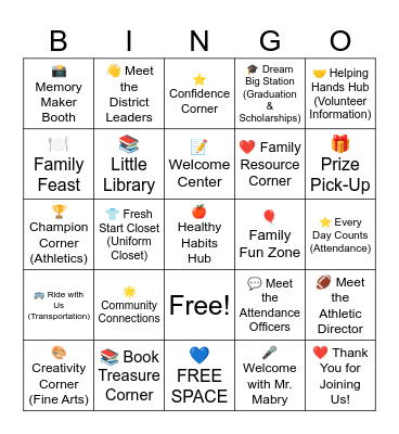 McComb School District's Parent Partnership Bingo Card