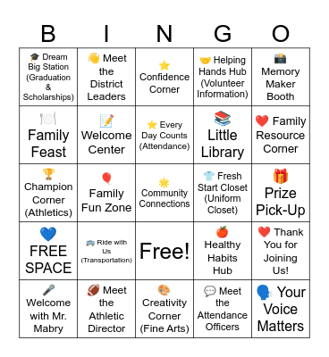 McComb School District's Parent Partnership Bingo Card