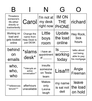 Untitled Bingo Card