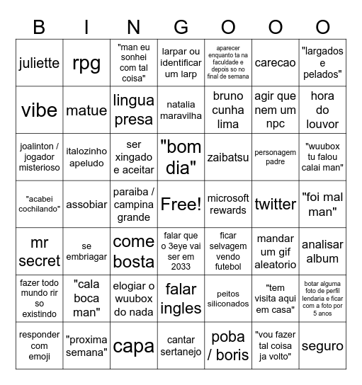 bingo cueio Bingo Card