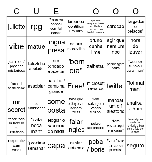 bingo cueio Bingo Card