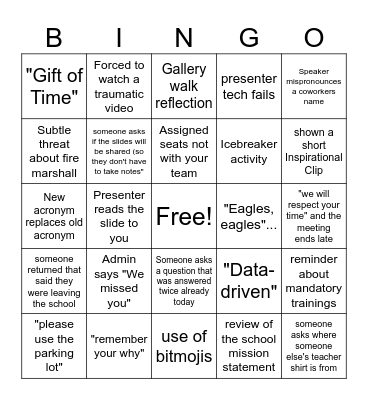 PD Bingo Card