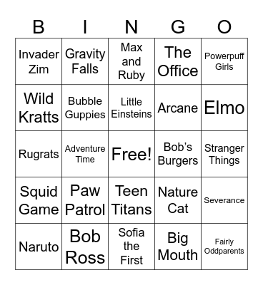 TV THEME Bingo Card