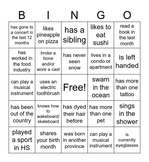 Untitled Bingo Card