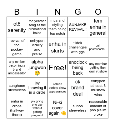 things i wanna see this cb Bingo Card