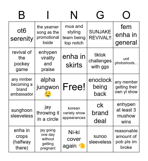 things i wanna see this cb Bingo Card