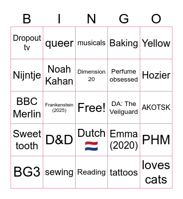 Arthur's bingo Card