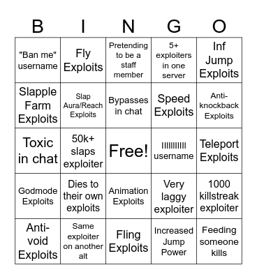 KSO Exploiter Bingo Card