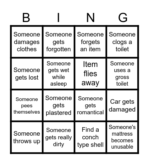 Road Trip Bingo Card