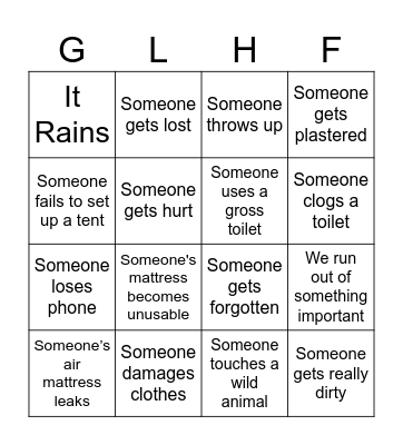 Road Trip Bingo Card