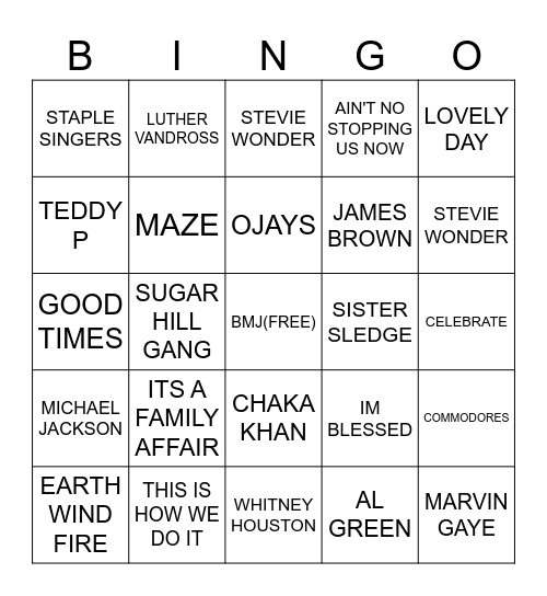 BMJ FAMILY REUNION Bingo Card