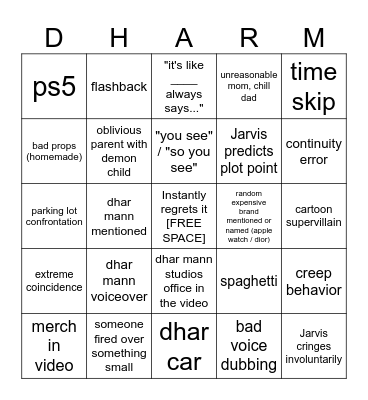 Dhar Mann Bingo v4 Bingo Card