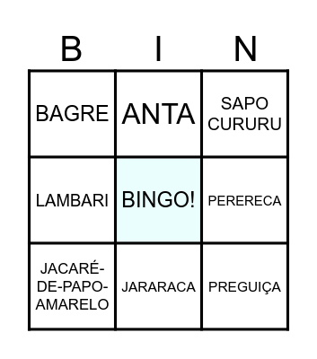 ANIMAIS DA MATA ATLÂNTICA Bingo Card