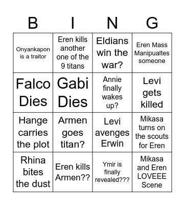 AOT Szn 4 Card Bingo Card