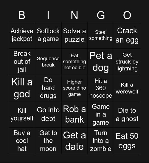 whoa dletarye Bingo Card