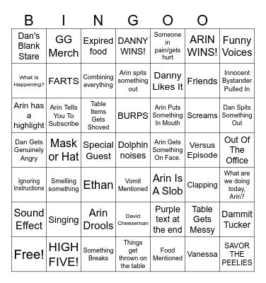 GAME GRUMPS 10 Minute Power Hour Bingo Card