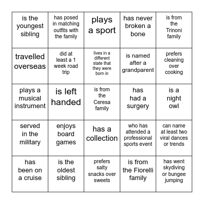 Find Someone Who Bingo Card
