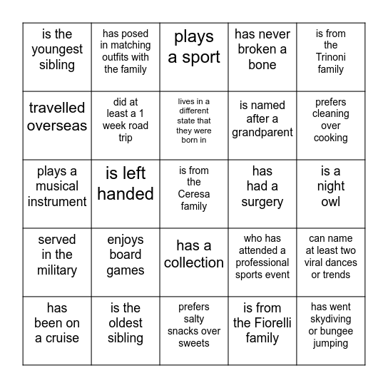 Find Someone Who Bingo Card