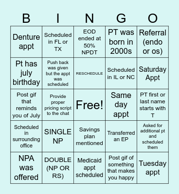 TEAM BINGOOOOOO WHOOO Bingo Card